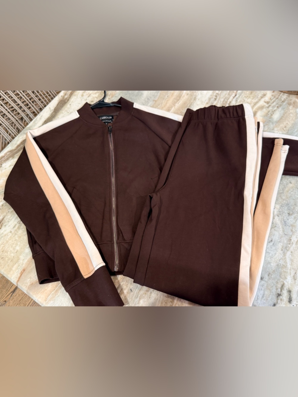 Women’s CARBON38 Bomber jacket & wide leg track pant scuba set- Size Small - Picture 10 of 12